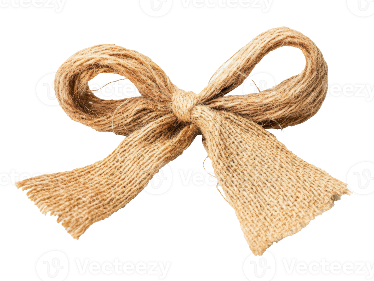 Burlap ribbon arranged in a decorative bow shape png