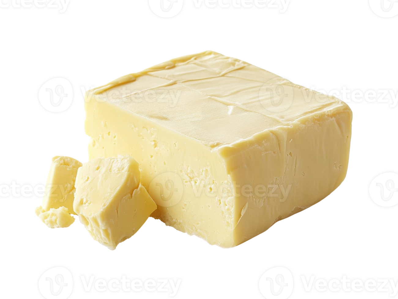 Butter block and piece on a clean surface png