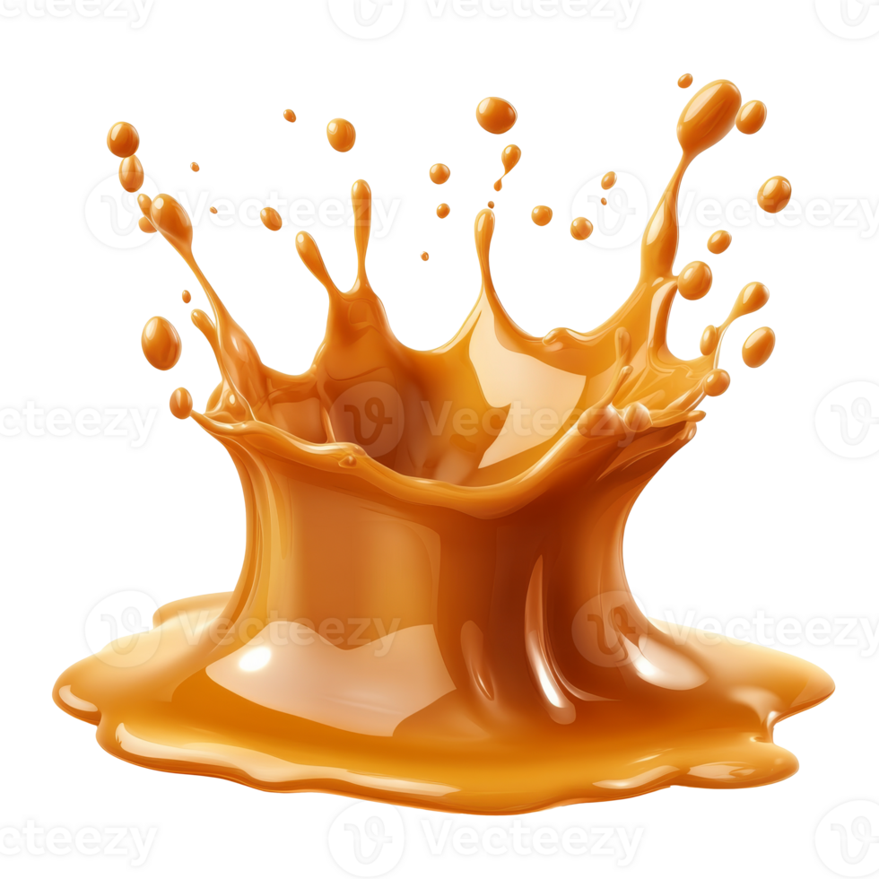 Splash of caramel sauce in vivid detail png