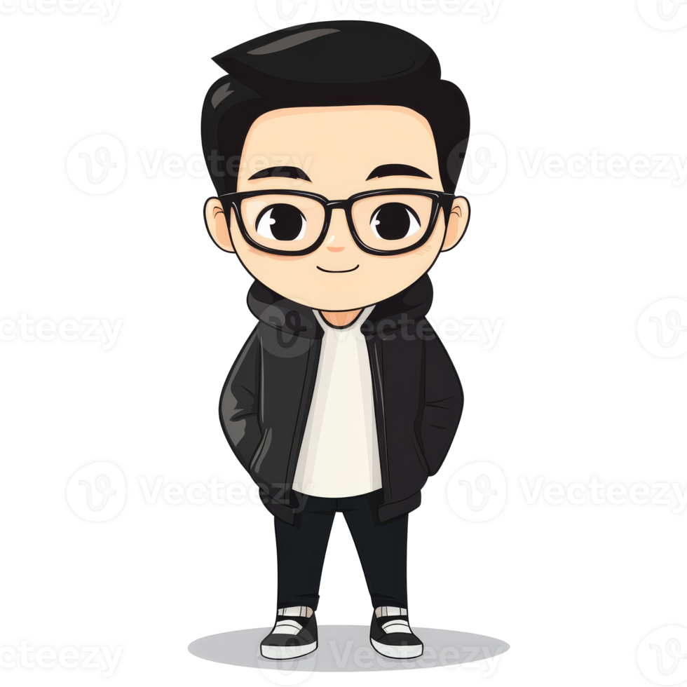 Cartoon character in a hoodie, relaxed png