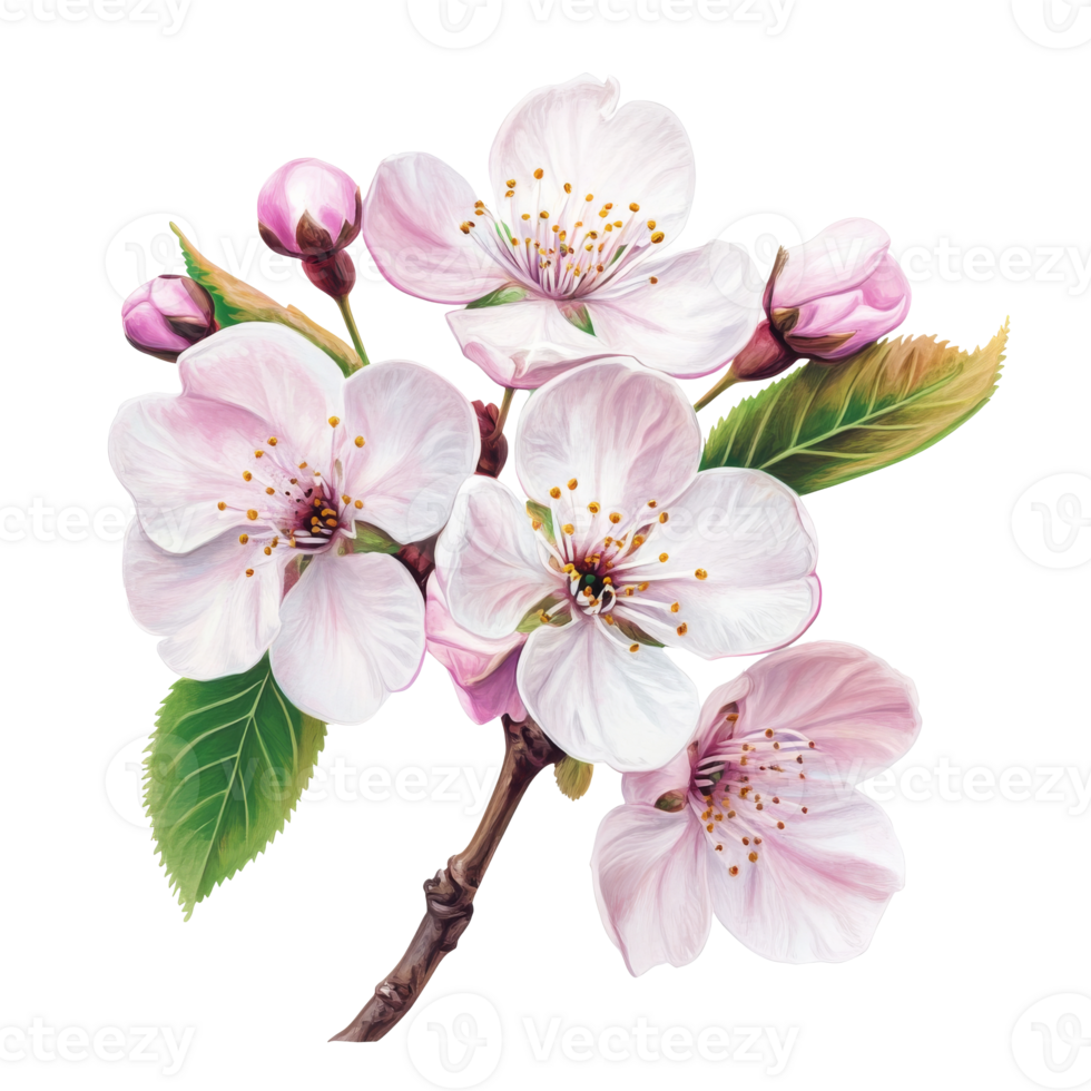 Blooming cherry blossom branch png