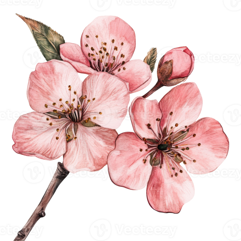 Beautiful pink cherry blossom flowers in bloom png