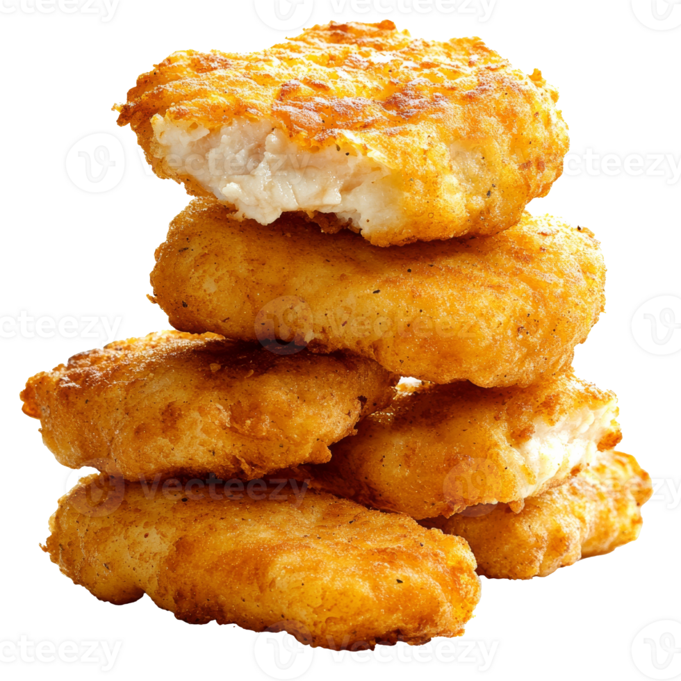 Crispy chicken nuggets on white png