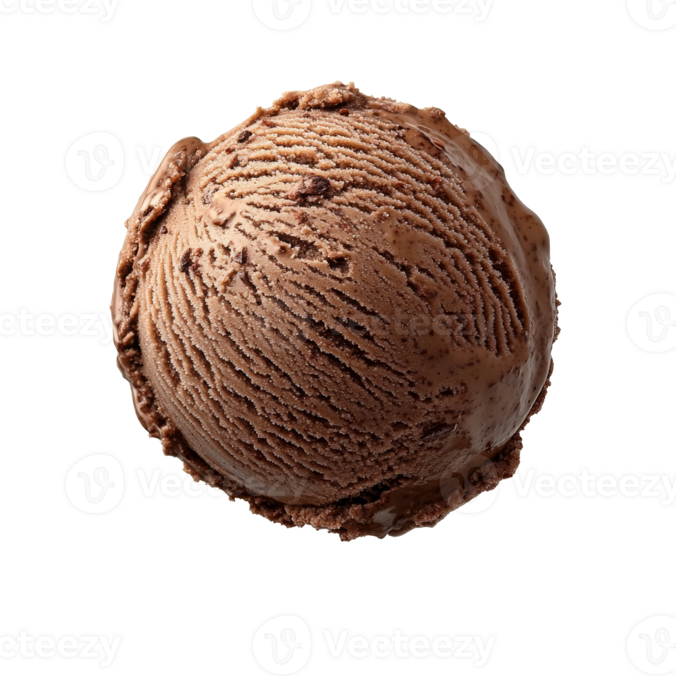 Chocolate ice cream scoop on a white background png