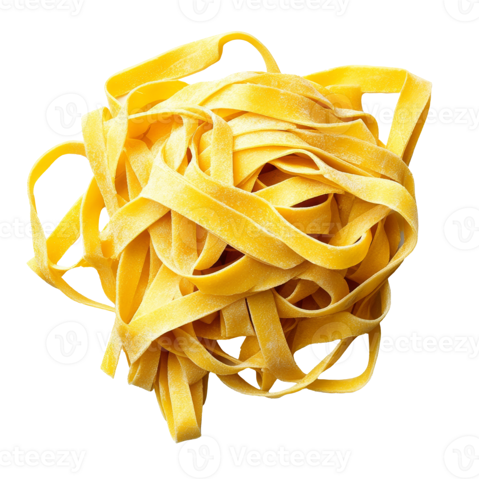 Freshly made fettuccine pasta on a white backdrop png