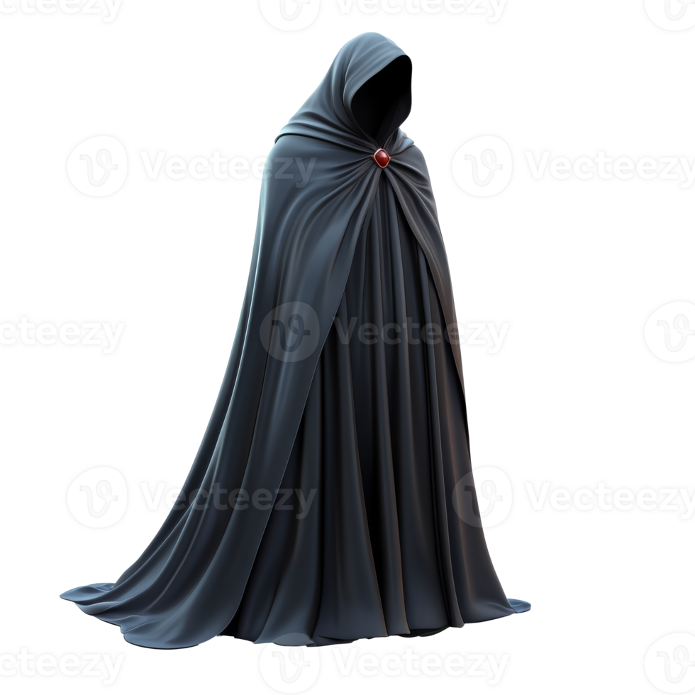 Mysterious cloaked figure with a red gem png
