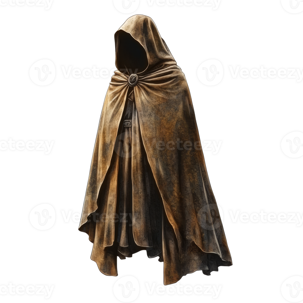 Cloak draped on a mannequin in a dimly lit room png