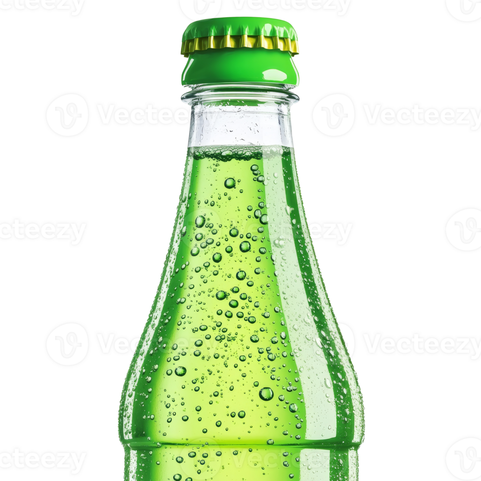 Refreshing green beverage in a glass bottle png