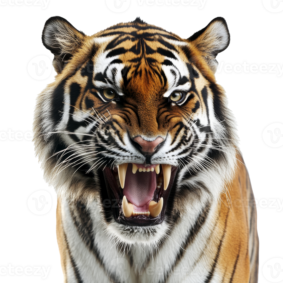 Majestic tiger displays powerful roar png