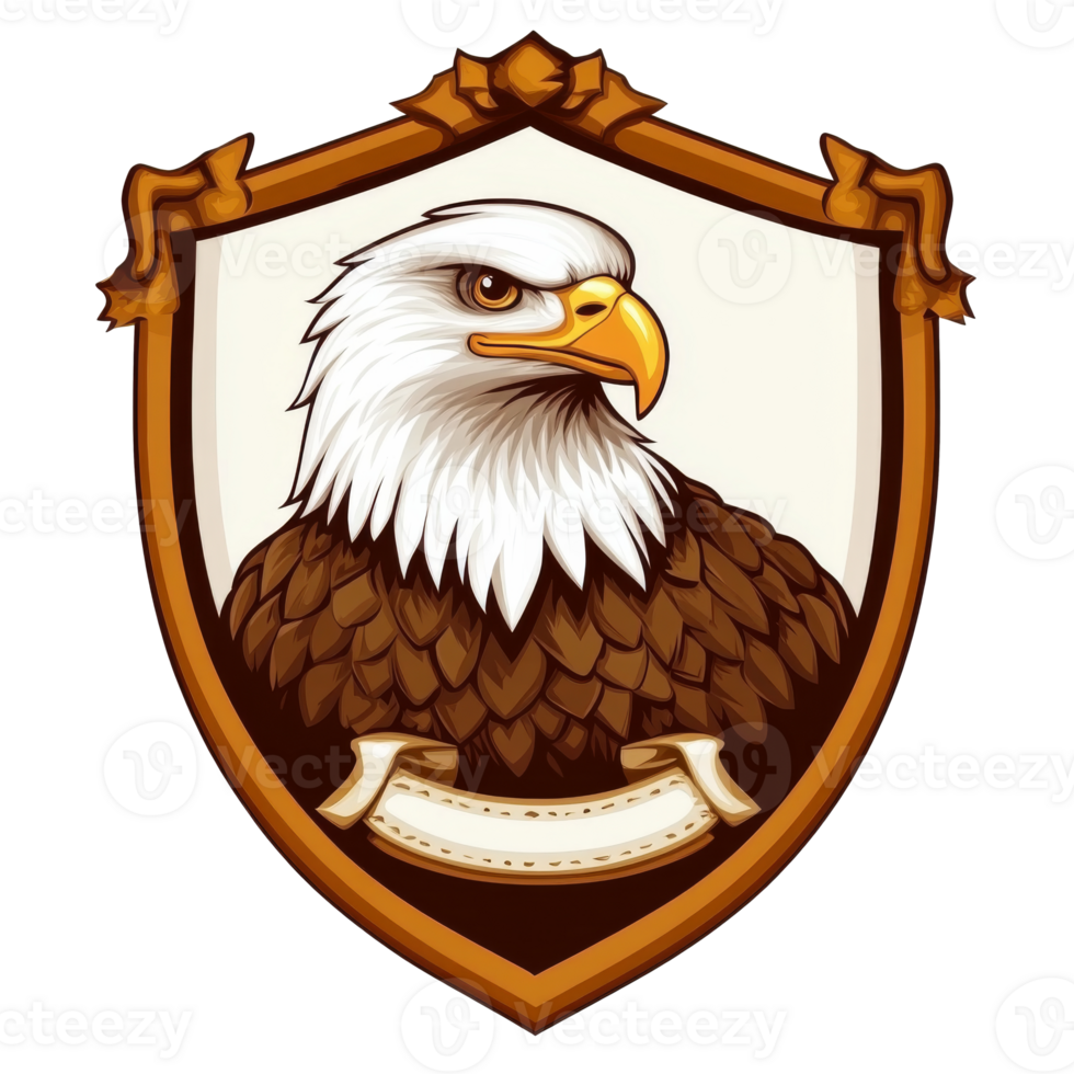 Detailed eagle emblem with a shield design png