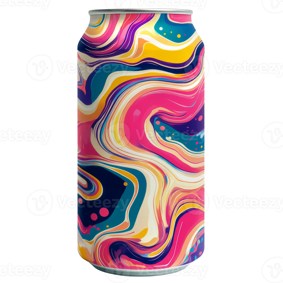 Colorful can with abstract swirls png