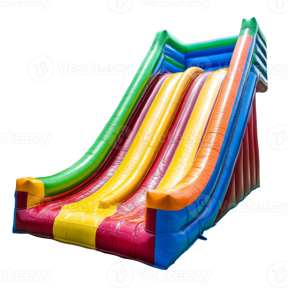 Colorful inflatable slide at a summer event png