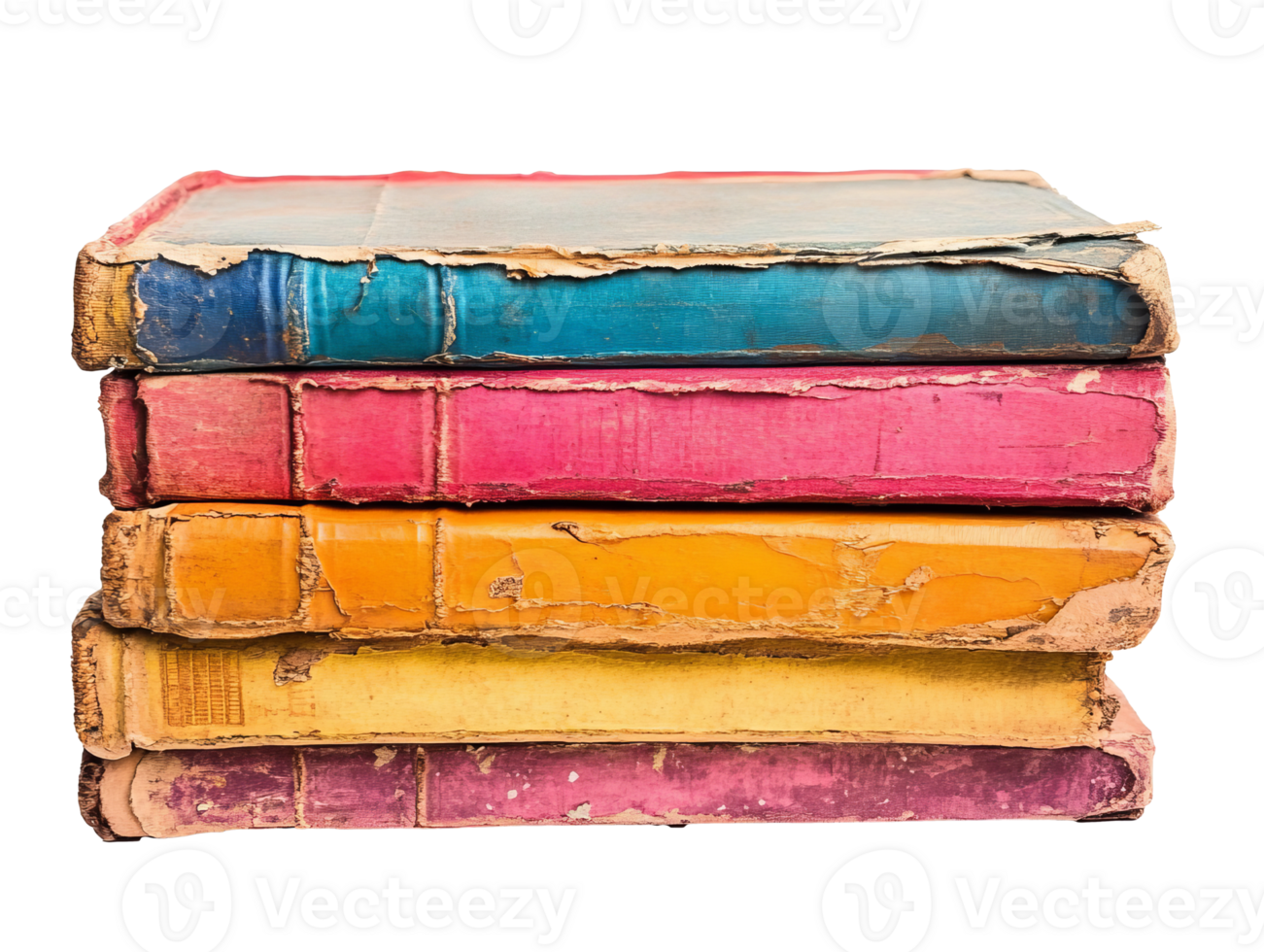 Worn, faded stacked books png