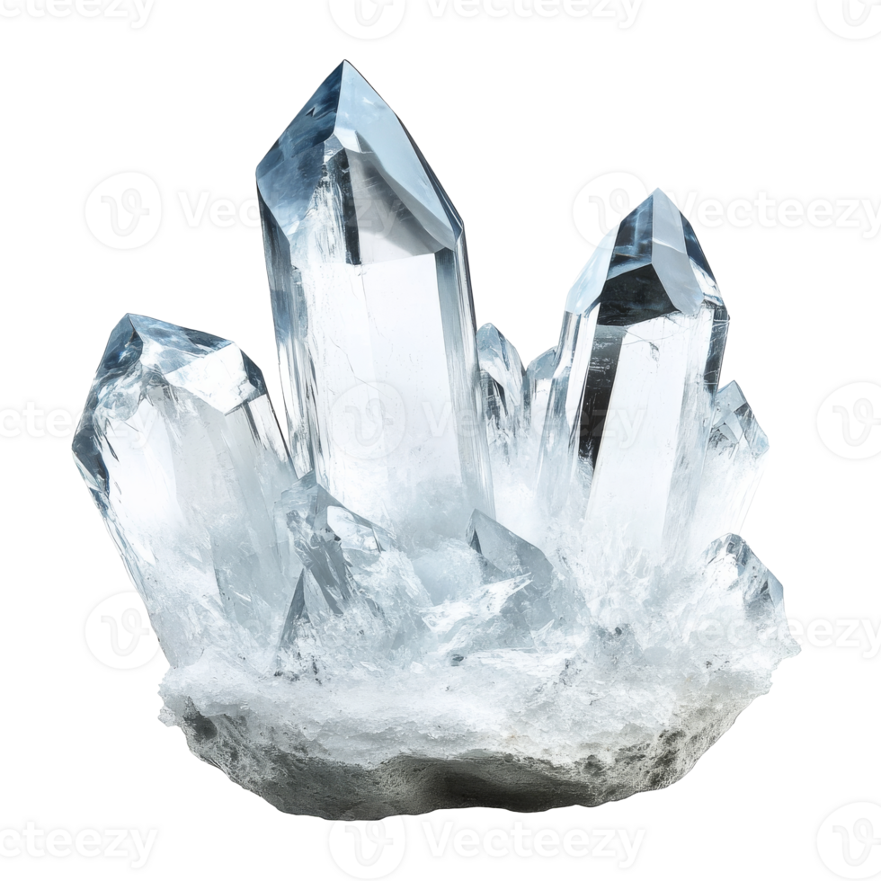 Collection of shining clear crystals on a base png