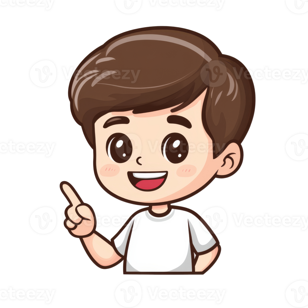 Boy happily sharing an idea png