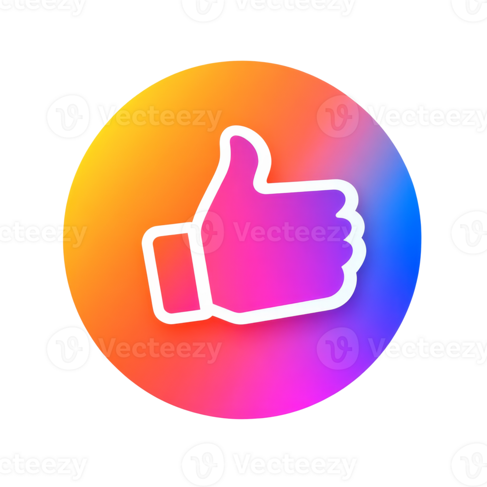 Bright thumbs up symbol on colorful background png