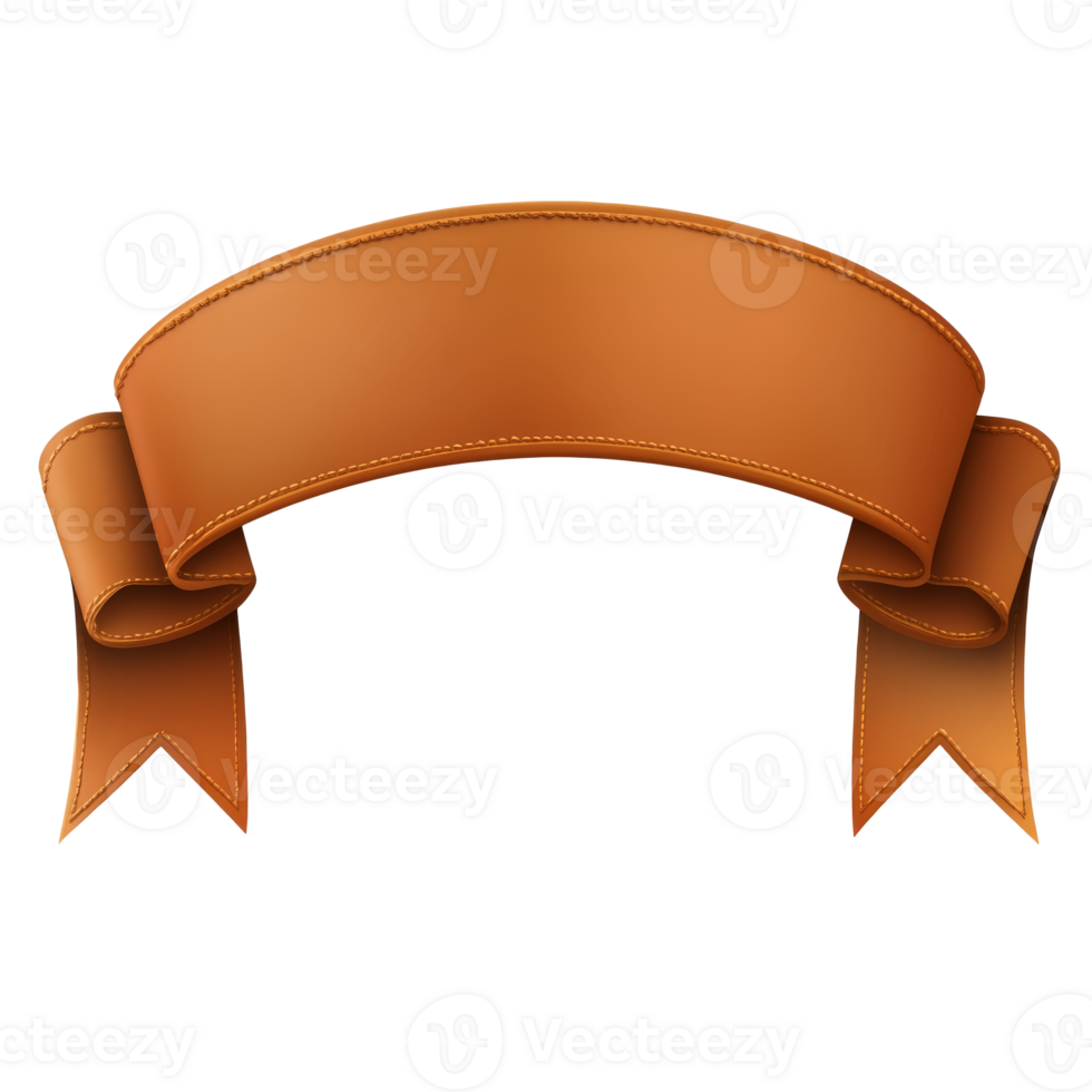 Decorative brown ribbon banner for design use png