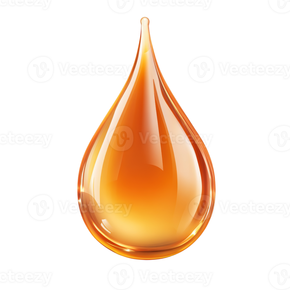 Liquid drop with a glossy finish reflecting light png
