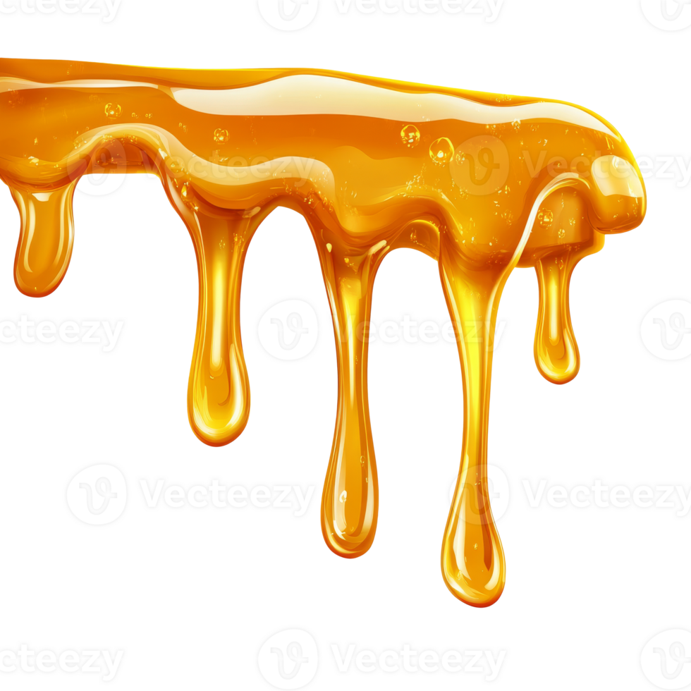 Golden honey drips with a silky texture png