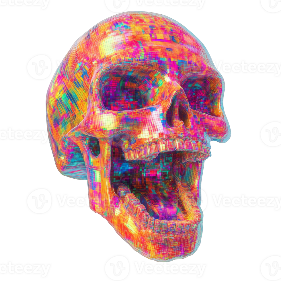 Vibrant abstract skull art png