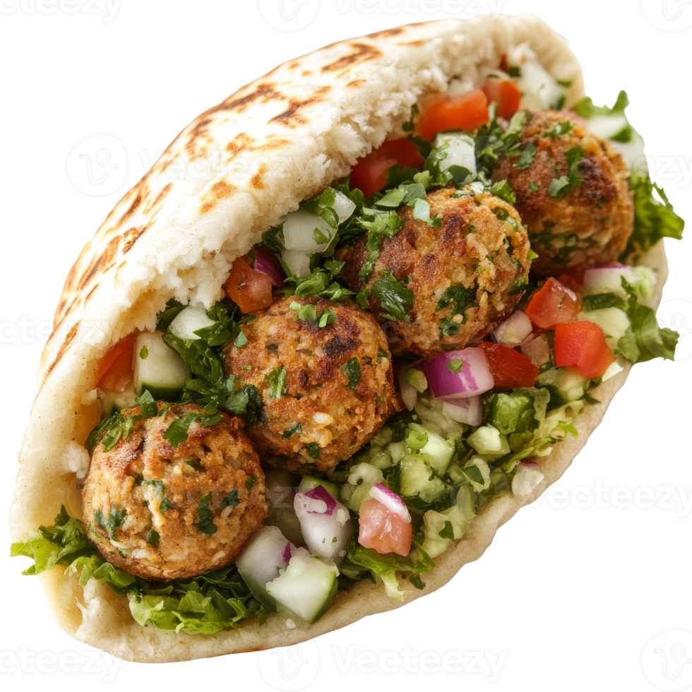 Tasty falafel wrap with fresh veggies png