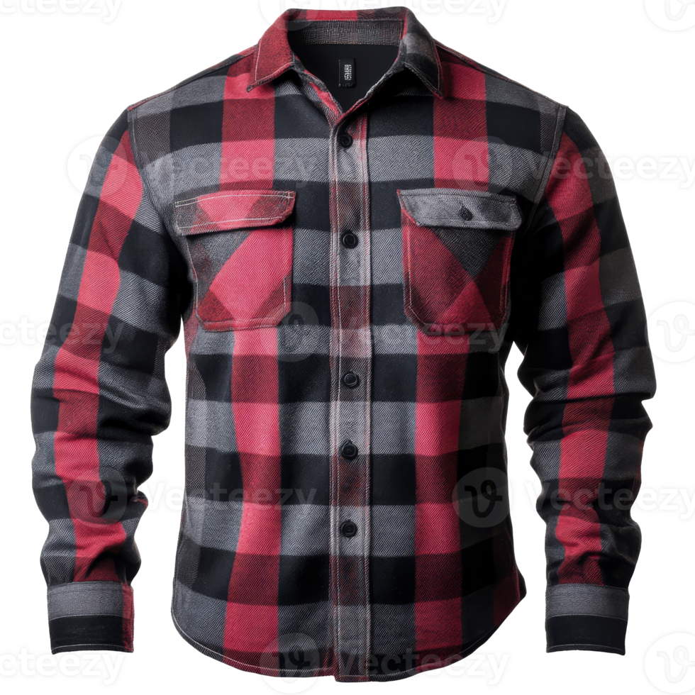 Stylish flannel shirt in bold checkered pattern png