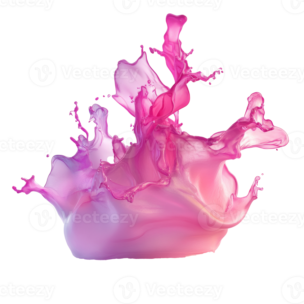 Colorful pink fluid splash creates artistic effect png