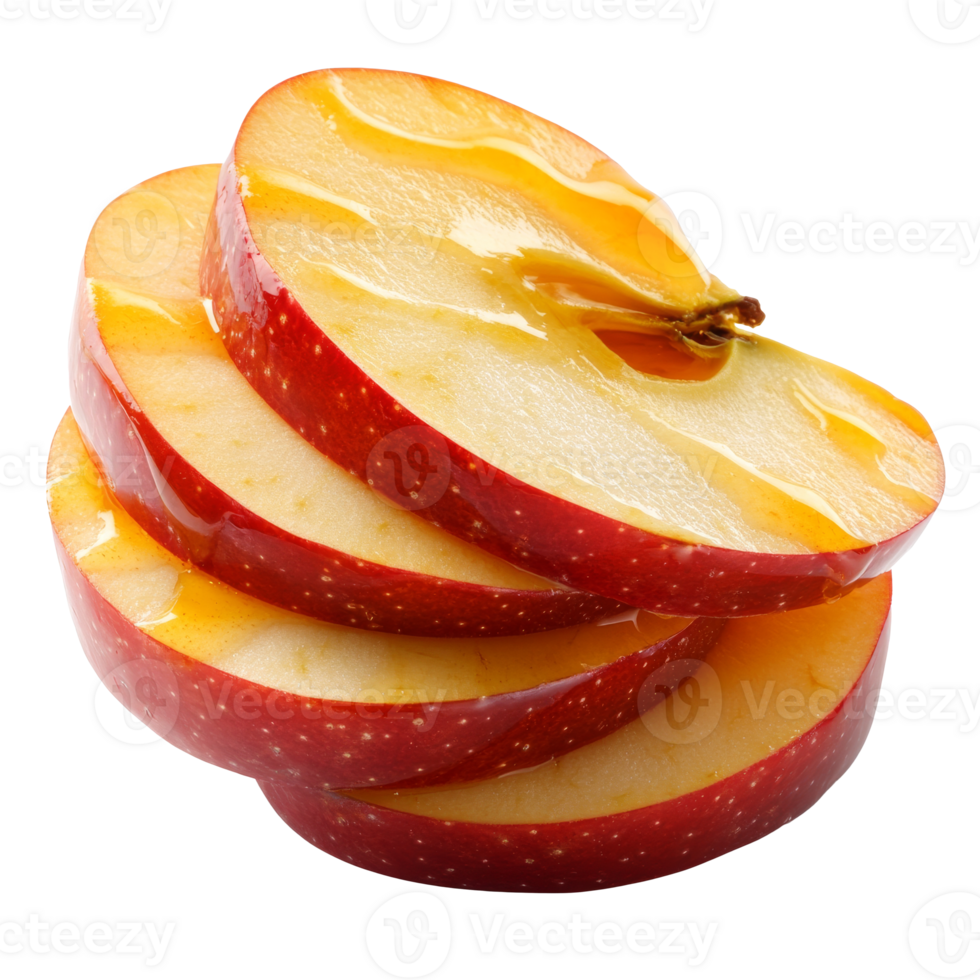 Slices of red apple arranged in an artistic manner png