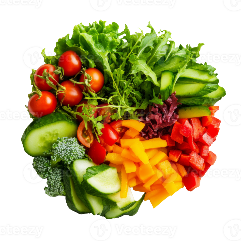Colorful fresh vegetable salad in a bowl png