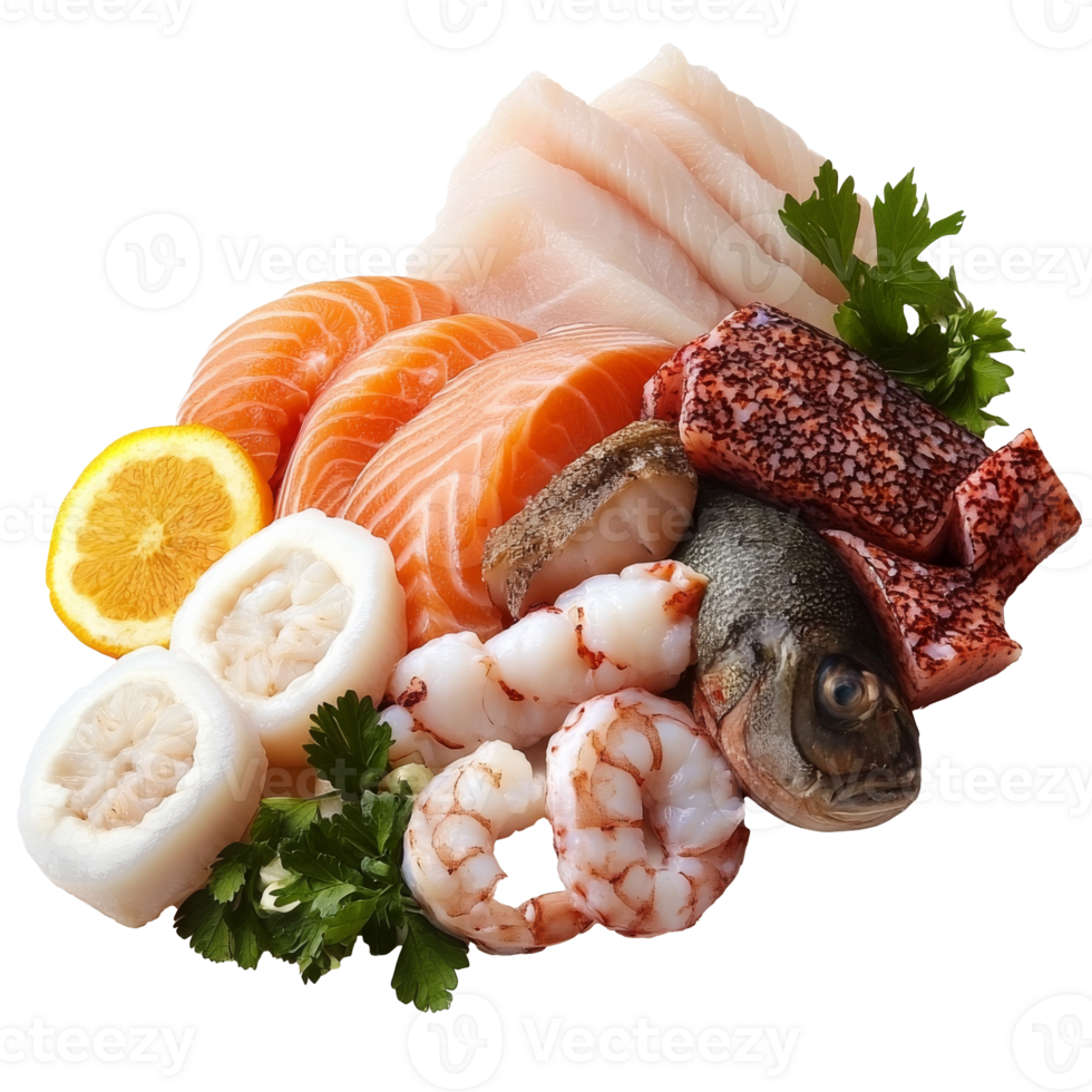 Fresh seafood selection for gourmet cooking png