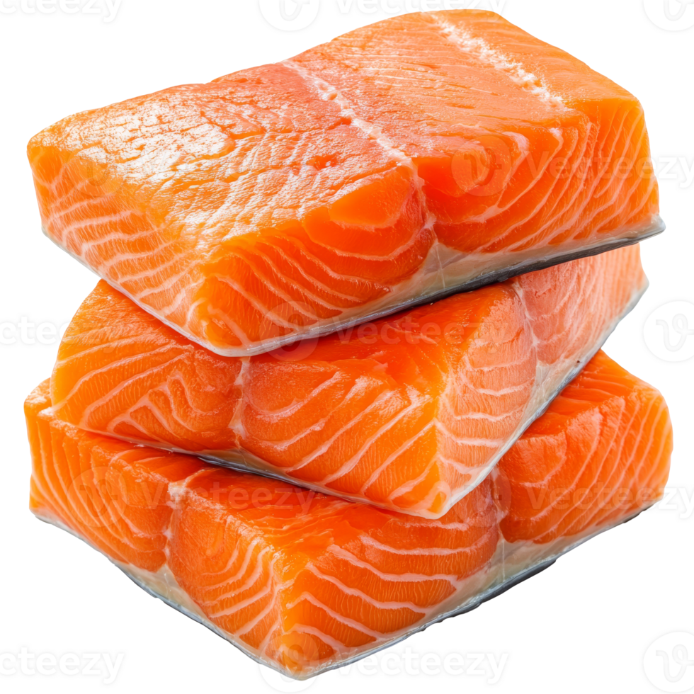 Fresh salmon fillets stacked for meal preparation png