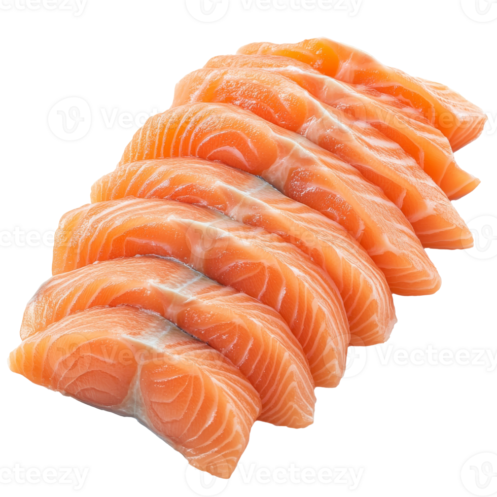 Neatly arranged fresh salmon fillets png