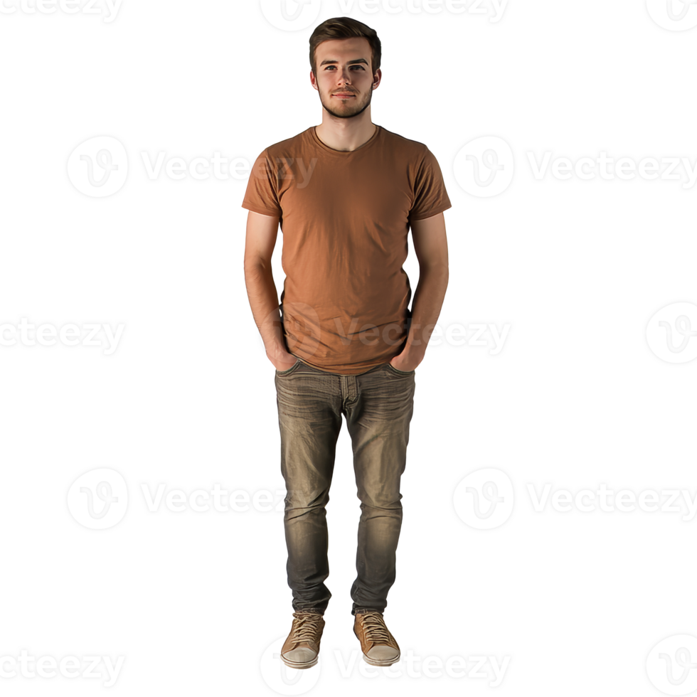 Man standing confidently in casual attire indoors png
