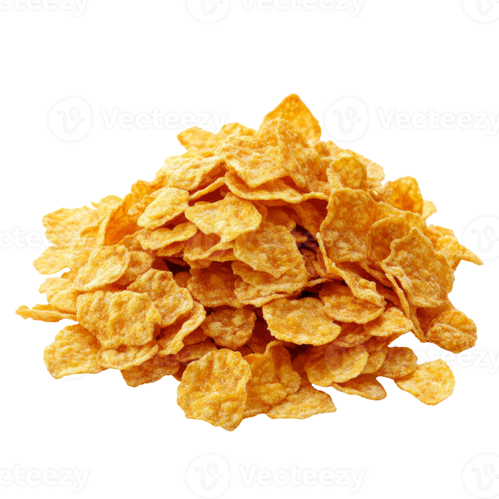 Delicious golden corn flakes in a neat pile png
