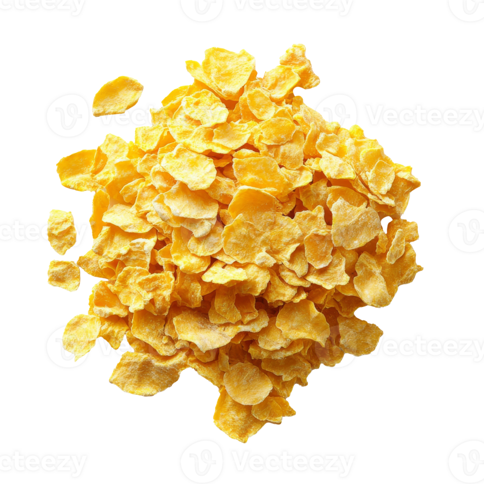 Corn flakes pile ready for breakfast enjoyment png