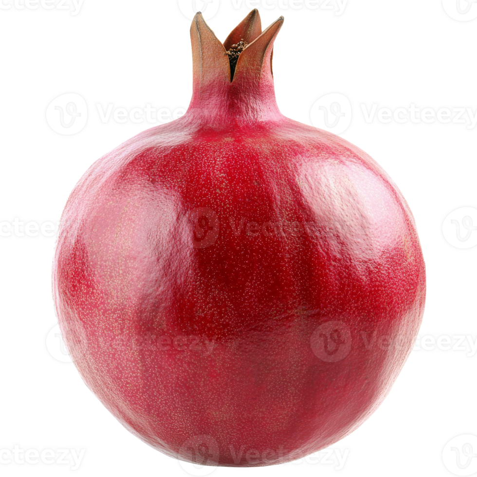 Glossy red pomegranate with a crown png