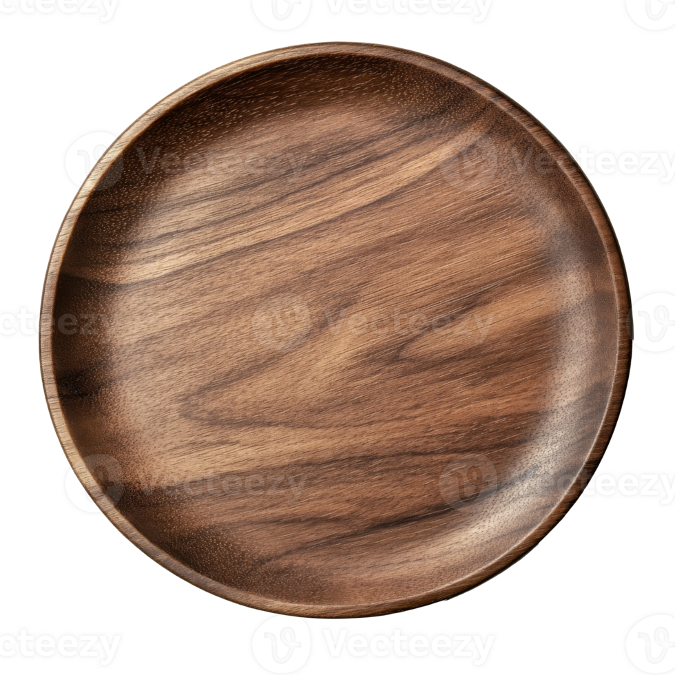 Elegant wooden plate with natural grain pattern png