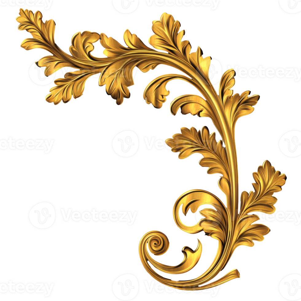 Elegant golden decorative floral design png