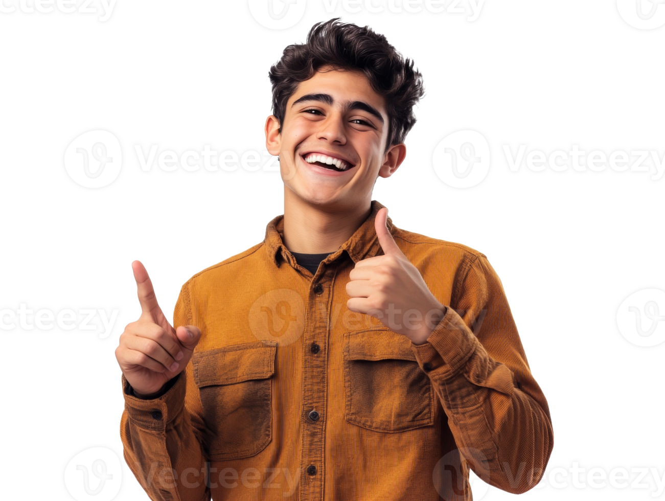 Young man smiling and giving thumbs up gesture png