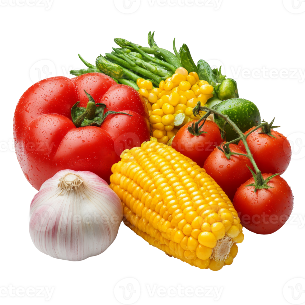 Fresh colorful vegetables arranged on a table png