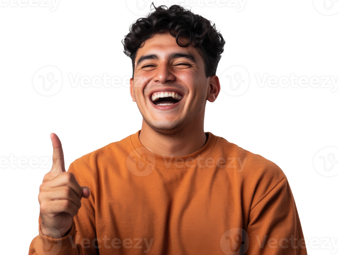 Happy person smiling and pointing with joy png