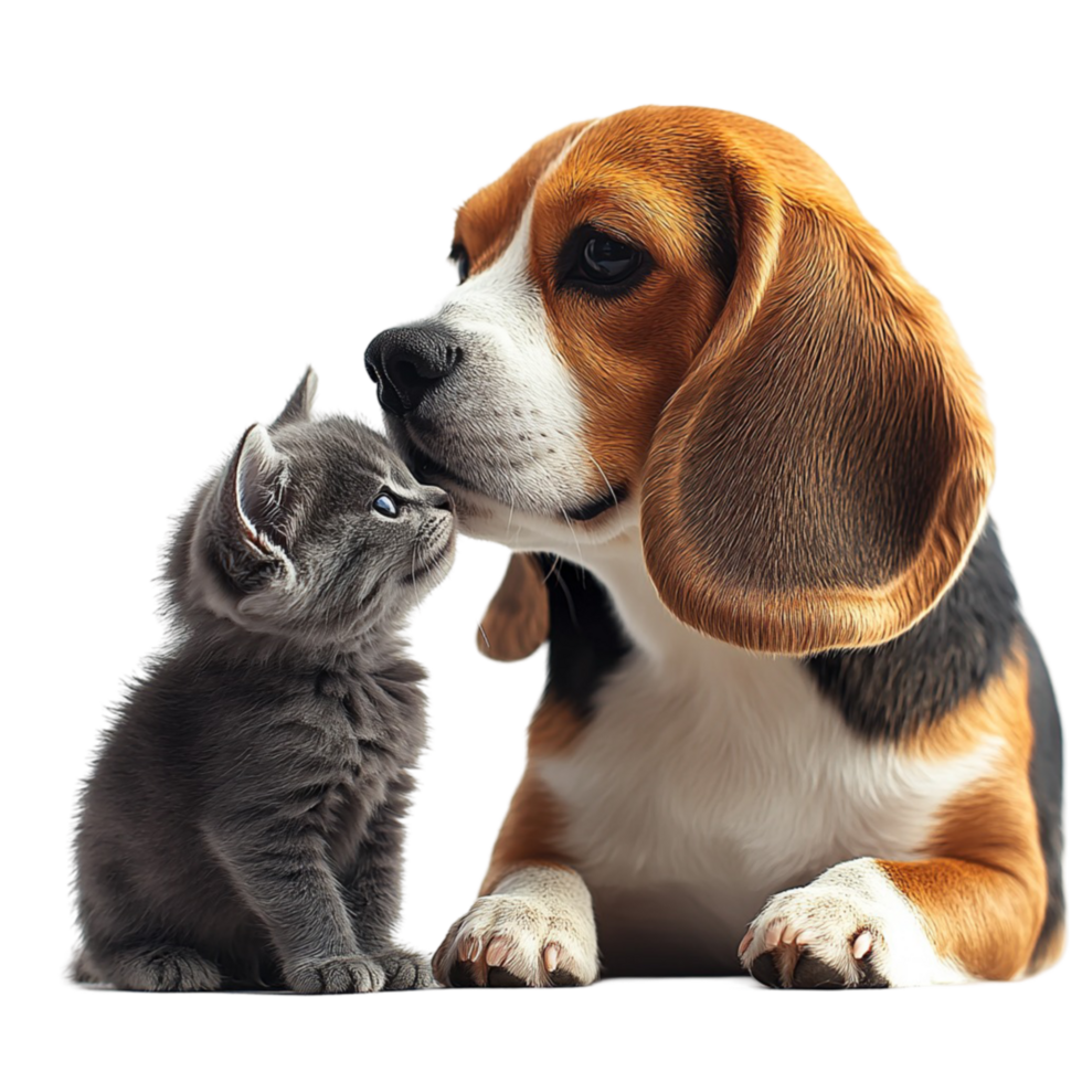 Cute Cartoon Style Dog and Cat Friendship png