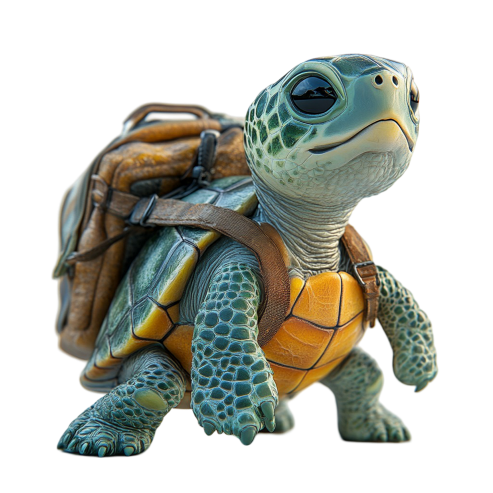 Adorable Turtle Sculpture with Backpack png