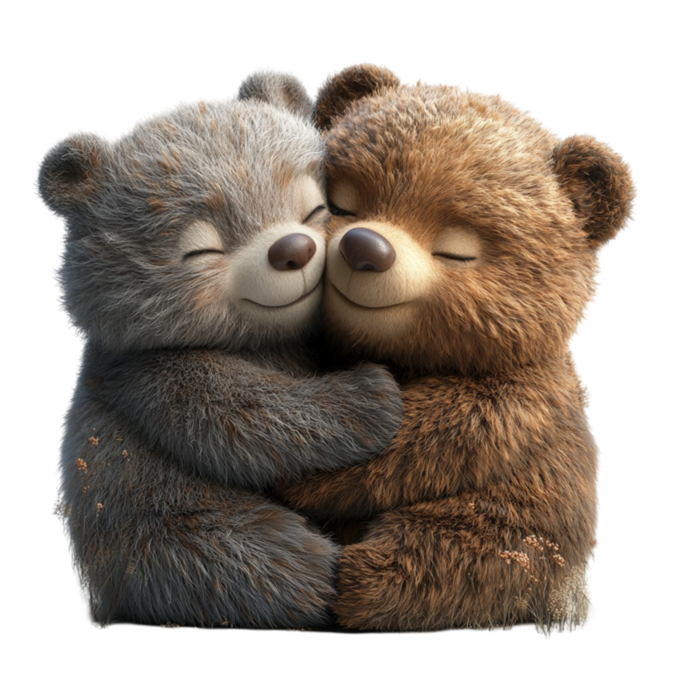 Loving Bear Couple Embracing Together png