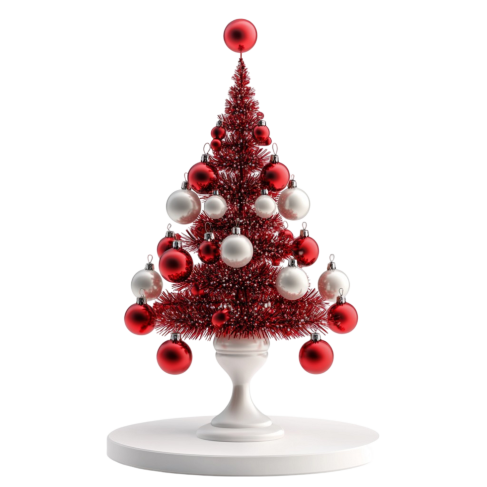 Christmas Tree with Red and White Ornaments on Top png