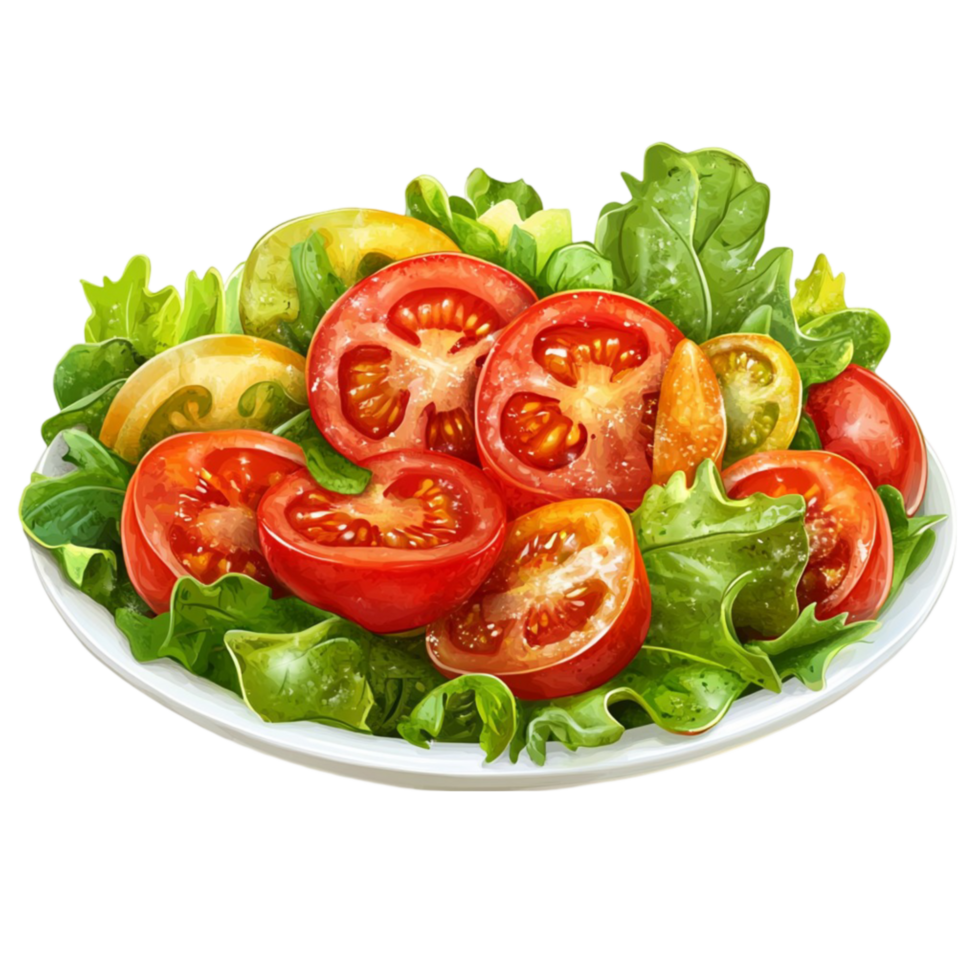Ripe Tomatoes and Fragrant Basil Leaves Arranged on a Plate png