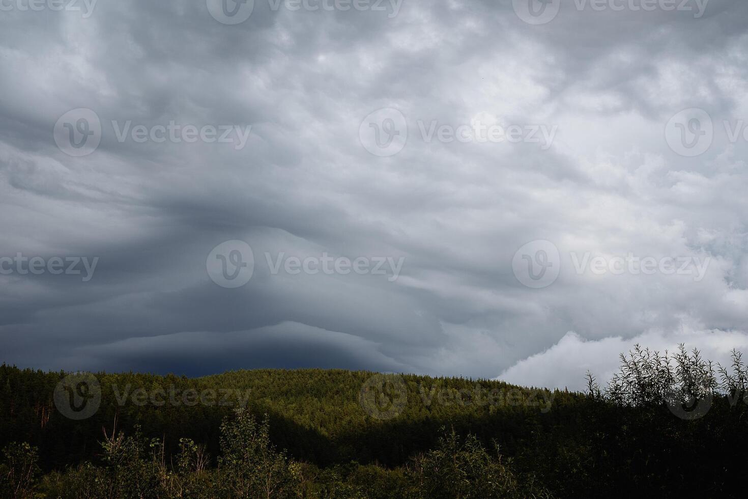 overcast sky, clouds are coming, clouds over the forest. photo