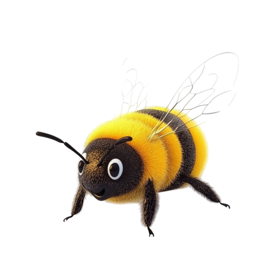 Friendly Cartoon Bee with Oversized Eyes and Grin png