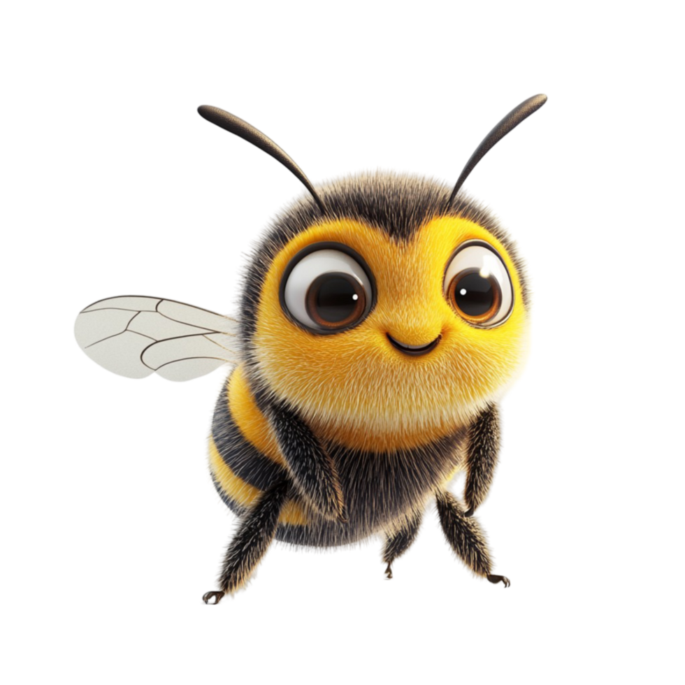 Cute Cartoon Bee Smiling with Big Eyes png