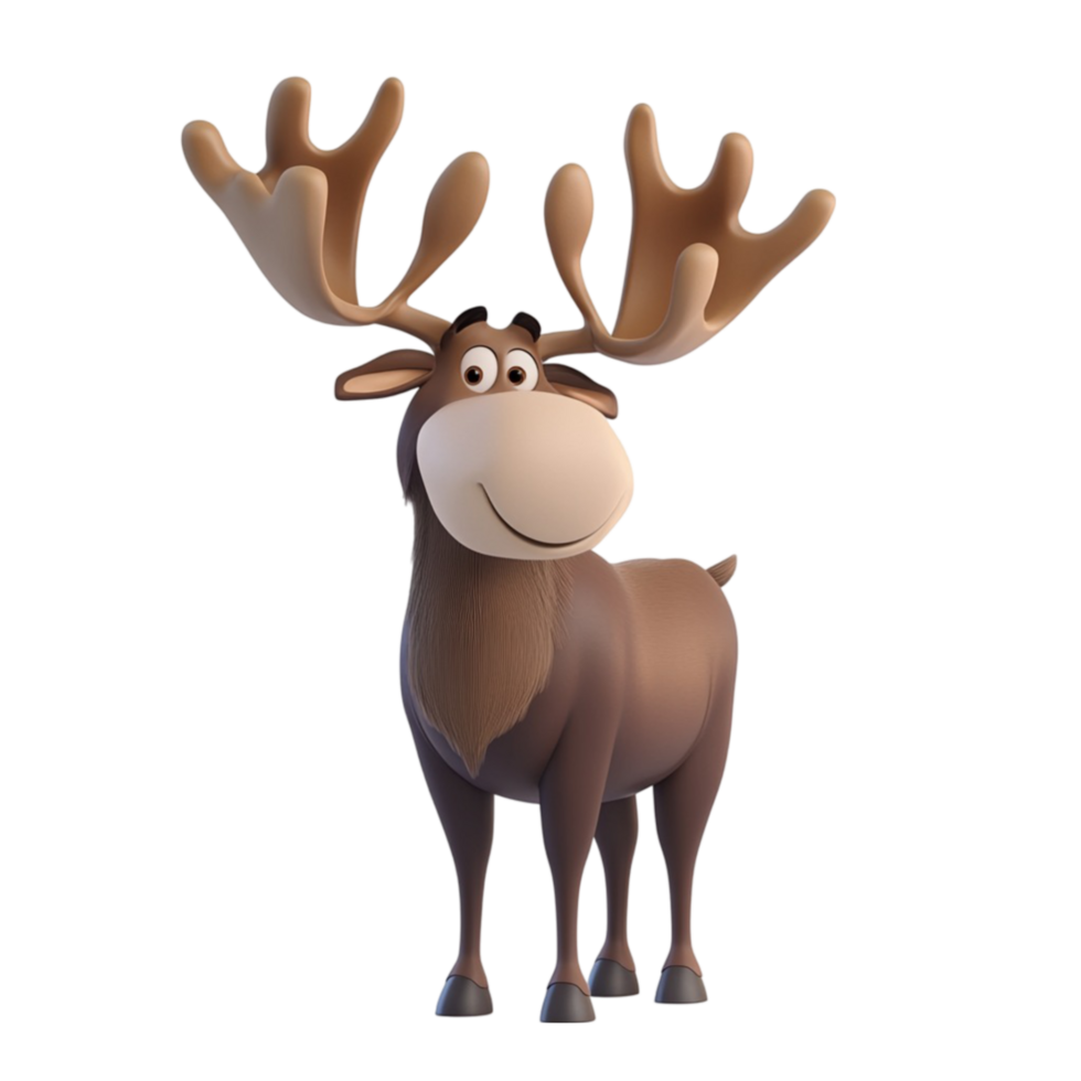 Moose Cartoon with Oversized Antlers png